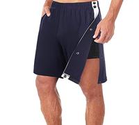 Short de Fitness Décontracté Homme avec Bouton Pression sur Le Côté, Pantalon de Sport, Short d'entraînement de Basket-Ball Pantalon Patchwork Décontracté à Taille Élastique Pantalon de Sport
