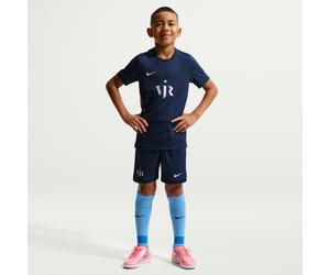 Short de foot Nike Dri-FIT Vini Jr. Academy pour ado Midnight Navy/Pink Foam/Metallic Silver XL