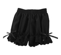 Short de football pour fille - Style fin - Coupe ample - Joli legging avec bordure en dentelle - Peut être porté comme vêtement d'extérieur - Justaucorps de danse pour filles à manches courtes (noir
