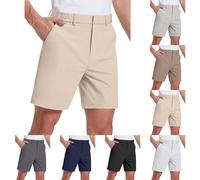 Short de golf à coupe classique, short de golf extensible et respirant pour homme, coupe ajustée, durable, coupe droite, short extensible léger avec poches, short de golf ample et décontracté, blanc