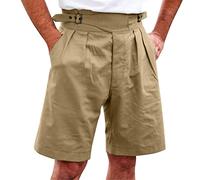 Short de golf en coton pour homme, coupe ample, extensible, 17,8 cm, léger, confortable, ample, respirant, minimaliste, tube droit, tendance, polyvalent, fermeture à boutons, kaki, 3XL