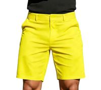 Short de golf extensible pour homme - Coupe ajustée - Résistant aux plis - Couleur unie - Respirant - Léger - En polyester - Longueur genou - Pour les vacances et le travail, jaune, 3XL