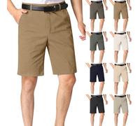 Short de golf pour homme - Coupe ajustée - Bermuda habillé - Short classique formel - Pour le bureau - Pour le travail - Short de travail - Avant plat - Pour l'été et l'extérieur, Noir , 42