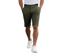 Short de golf pour homme, entrejambe de 17,8 cm, devant plat, short habillé avec poches, taille élastique, coupe classique, chino business léger et décontracté, bas de travail casual, Vert, L