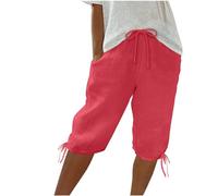 Short de marche cargo 3/4 pour femme, short de randonnée, athlétisme, course à pied, entraînement, pantalon baggy, pantalon d'été cinquième pantalon avec cordon de serrage, vêtements d'été pour femme