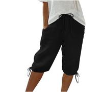 Short de marche cargo 3/4 pour femme, short de randonnée, athlétisme, course à pied, entraînement, pantalon baggy, pantalon d'été cinquième pantalon avec cordon de serrage, vêtements d'été pour femme