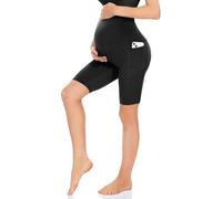Short de maternité pour Les Femmes avec Le Ventre Shorts de Cycliste Short de Yoga avec Poches (FR/ES, Alpha/Lettres, TG, Taille Normale, Taille Normale, Noir)