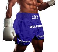 Short de Muay Thaï avec texte personnalisé pour boxe, MMA, BJJ, entraînement, combat, pour hommes, femmes, enfants, tissu léger anti-déchirure avec taille ajustable, noir foncé, L