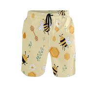 Short De Natation Abeilles Fleurs De Ruche Casual Surf Short De Plage Protection Solaire Shorts pour Natation Vacance Piscine S
