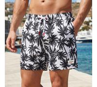 Short de plage à cordon de serrage imprimé arbre de cocotier pour hommes, blanc, été, décontracté, tropical, vacances, fête à la piscine, vacances, baignade de vacances Hawaï L,M,S,XL,XS,XXLFruits & l