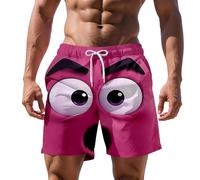 Short de plage en lin mélangé quotidien pour une tenue décontractée et respirant, coupe décontractée, pantalon mi-long côtier, bas léger, voyages, vacances, voyage, w nd chaud, rose vif, 4XL
