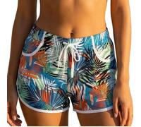 Short de Plage Femme Imprimé Tropical - ceinture élastique, Bleu, Taille M/L M/L