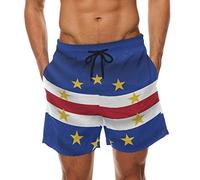 Short De Plage Homme Drapeau du Cap-Vert Shorts De Bain avec Cordon Réglable Respirant Pantalon Loisir, pour Natation, Voyage en Eté, Maison, L
