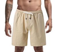 Short De Plage Homme - Hommes Été Couleur Unie Shorts Patchwork Sport Court Attache Poche Court Coton Et Lin Mode Court (Khaki XL)
