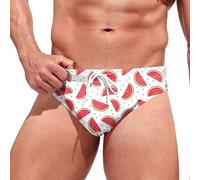 Short de Plage Homme - Slip de Bain Lisse pour Homme avec Avant Tie sous-vêtements de Bain à Rayures Salle de Sport Short de Bain Taille Basse pour Plage/Sport/Natation/Plongée