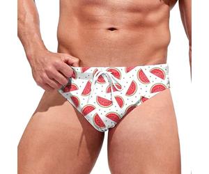 Short de Plage Homme - Slip de Bain Lisse pour Homme avec Avant Tie sous-vêtements de Bain à Rayures Salle de Sport Short de Bain Taille Basse pour Plage/Sport/Natation/Plongée