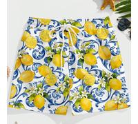 Short de plage léger à imprimé citron pour hommes, short à doublure en maille à motif citron pour hommes, short de bain jaune pour hommes, short de bain à fleurs pour hommes, short de bain à motif cit