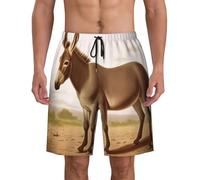 Short de plage mignon âne pour homme en polyester peau de pêche à séchage rapide maillot de bain piscine S-3xl, Noir/blanc, 3XL