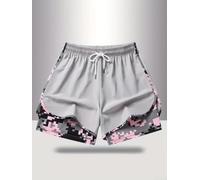 Short de Plage pour femme avec Poches et Élastique Short de Plage | élastique ajustable, deux poches latérales pratiques, coupe régulière, motif pour uni élégant, style (Light Gray XL)