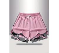 Short de Plage pour femme avec Poches et Élastique Short de Plage | élastique ajustable, deux poches latérales pratiques, coupe régulière, motif pour uni élégant, style décontracté(Pink M)