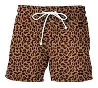 Short de plage pour homme avec motif léopard, imprimé guépard, séchage rapide, avec cordon de serrage, short de bain, short de plage, short de sport, short de survêtement, O Orange, S