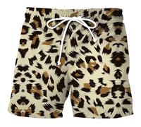 Short de plage pour homme avec motif léopard, imprimé guépard, séchage rapide, avec cordon de serrage, short de bain, short de plage, short de sport, short de survêtement, O jaune., XL