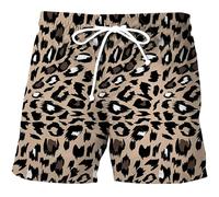 Short de plage pour homme avec motif léopard, imprimé guépard, séchage rapide, avec cordon de serrage, short de bain, short de plage, short de sport, short de survêtement, O Kaki, XL