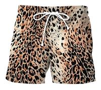Short de plage pour homme avec motif léopard, imprimé guépard, séchage rapide, avec cordon de serrage, short de bain, short de plage, short de sport, short de survêtement, O Café., XXXL