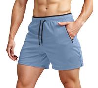 Short de plage pour homme - Respirant - Avec poches - Cordon de serrage - Bermuda - Taille élastique - Couleur unie - Pantalon de loisirs - Pantalon de travail - Pantalon léger, bleu clair, XXL