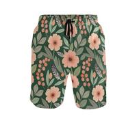 Short de plage pour homme Séchage rapide Séchage rapide lors d'une escapade tropicale pour voyageurs, Pêche Hibiscus Tropique, Taille M