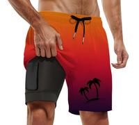 Short De Plage pour Hommes, Short Bain Homme,Maillot De Bain pour Homme avec Doublure De Compression Et Poches