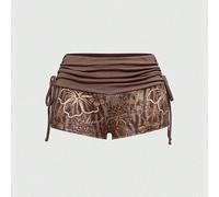Short de plage ultra court à taille basse et cordon de serrage pour femme, imprimé hibiscus et léopard, style vacances sexy des années 2000, texte anglais L,M,S,XSBlocs de couleur,RayéÉtoffe