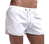 Short de plage uni - Pantalon d'été en tissu doux - Short court - Coupe régulière - Short de loisirs pour homme - Avec poches - Pantalon de loisirs coloré - Coupe ample - Short droit brodé pour homme