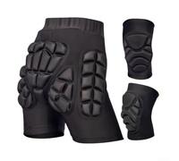 Short de Protection Ski et pour Snowboard avec Coussinets EVA | Thickened EVA Padding, Breathable Nylon Spandex, Flexible Fit For Skiing Snowboarding Skating, Unisex Black