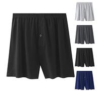 Short de pyjama court en coton pour homme - Pantalon de pyjama pour homme - Respirant - Couleur unie - Sous-vêtements fins - Avec taille élastique - Confortable pour l'été et la maison - Nuisette