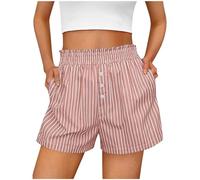 Short de pyjama d'été pour femme - Pantalon de pyjama à carreaux doux et élastique - Pantalon de pyjama confortable - Vêtements de nuit extensibles - Boxer décontracté à carreaux avec poches, 02 Rouge