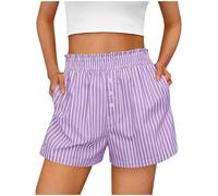 Short de pyjama d'été pour femme - Pantalon de pyjama à carreaux doux et élastique - Pantalon de pyjama confortable - Vêtements de nuit extensibles - Boxer décontracté à carreaux avec poches, 00