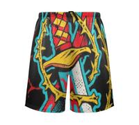 Short de pyjama d'été rose sanglant pour homme, Épée sanglante rose punk, M