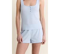 Short de pyjama en coton en pointelle - Katell - M - Bleu - Femme - Etam