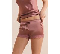 Short de pyjama en soie détails dentelle - Milky - L - Rose - Femme - Etam