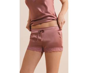Short de pyjama en soie détails dentelle - Milky - M - Rose - Femme - Etam