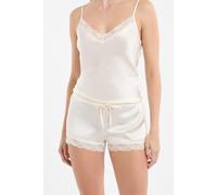 Short de pyjama en soie détails dentelle - Milky - S - Ecru - Femme - Etam