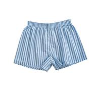 Short de pyjama pour femme - Short court - Coupe ample - Imprimé à carreaux - Rayures - Confortable - Short de plage décontracté avec taille élastique - Pantalon de loisirs - Short d'été, bleu, XL