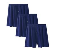 Short De Pyjama Respirant pour Hommes sous-VêTements De Nuit Grande Taille CaleçOn Boxeur en Coton Extensible Soft Comfort (Bleu-3PC,XXL)