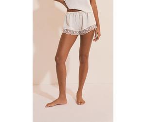 Short de pyjama satiné avec détail en dentelle - Naeva - S - Blanc - Femme - Etam