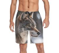 Short de pyjama Wolf pour homme - Doux et décontracté - Avec poches - Tailles S à XXL, gris, XXL