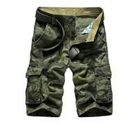 Short de randonnée cargo en coton pour homme, coupe décontractée avec plusieurs poches (vert, taille 40)