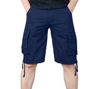 Short de randonnée cargo pour homme multi-poches confortable respirant léger taille élastique extérieur quotidien coton mode décontracté short course jogging entraînement fitness, bleu marine, XS