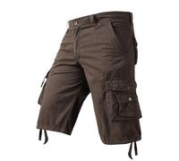 Short de randonnée en coton pour homme - Avec de nombreuses poches - Short d'été - Grandes tailles - Avec bouton vers le bas - Short de travail - Résistant à l'abrasion - Pour les loisirs et les