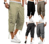Short de randonnée long pour homme - Short cargo décontracté 3/4 - Pantalon de combat ample - Pantalon 3/4 - Pantalon de travail en plein air - Léger - Short d'été avec poche, gris, XL